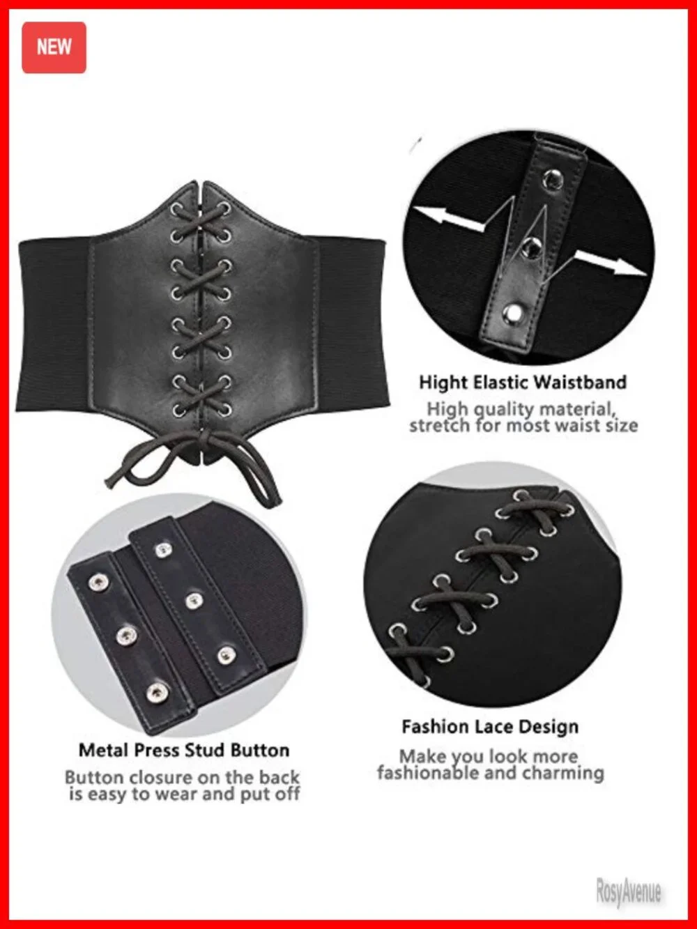 PU Leather Lace Up Cinch Waist Belt Corset Style Tie